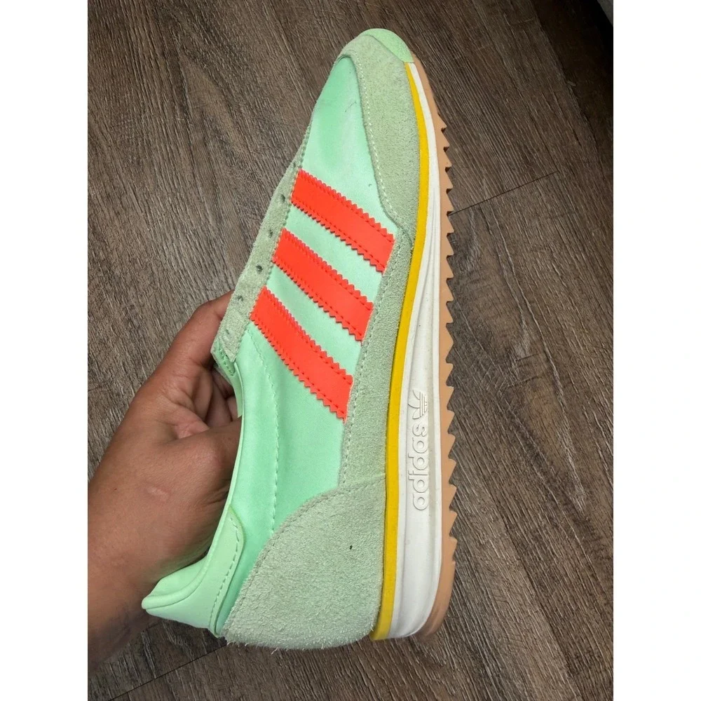 Adidas SL 72 Retro Sneakers Womens 7.5 Green Solar Red Nylon Suede Running Shoes